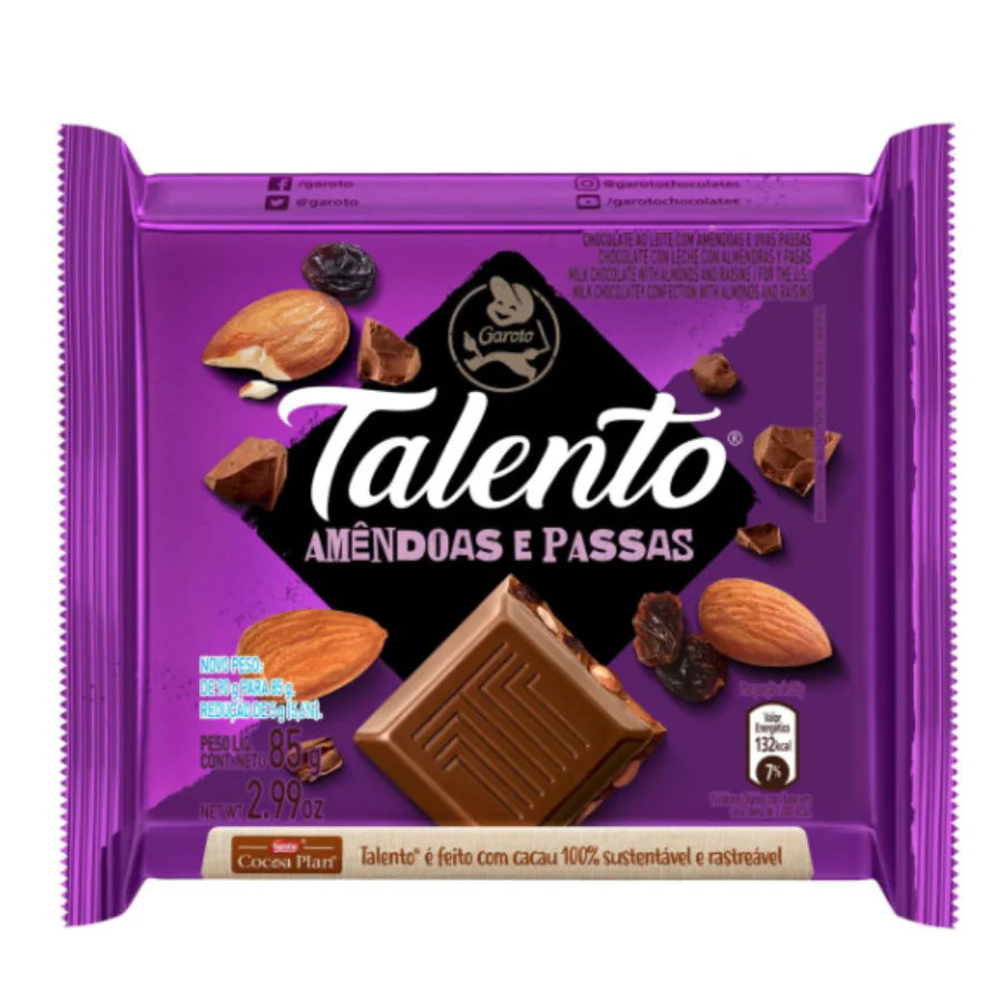 CHOC TALENTO AMENDOAS E PASSAS
